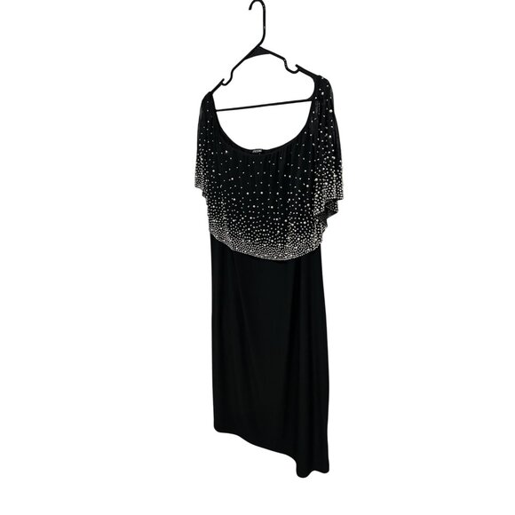 Roz & Ali Black Dress With Rhinestone Pearl Embellished Overlay Sz XL - Picture 3 of 9